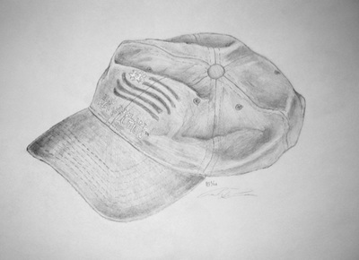 graphite sketch of a hat
