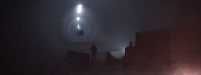 rescue worker in a dangerous underground tunnel
